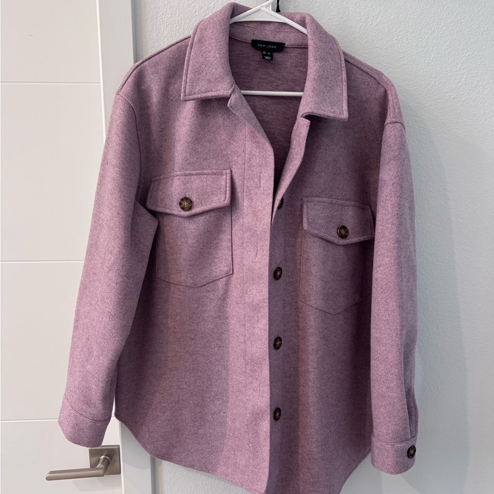 Mauve Button Up Shirt Jacket With Front Pockets S… - image 5